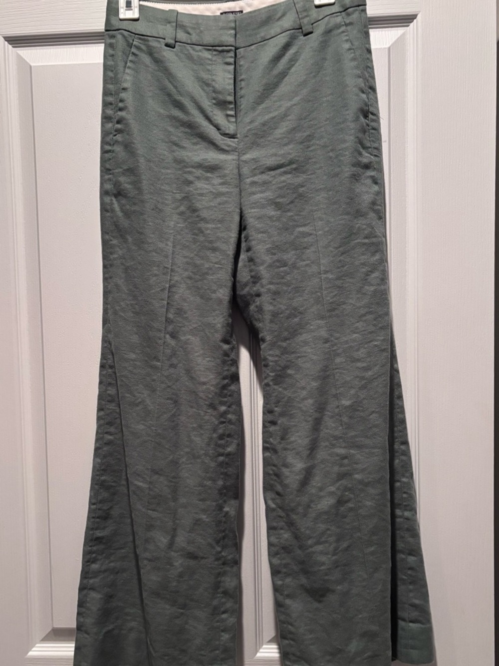 J. Crew Wide Leg Trousers in Dusty Sage Green